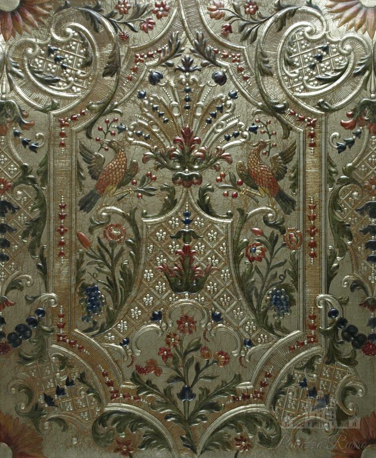 Обои ручной работы, кожа, Antiqued Silvered Ground, Marot 2, Lutson