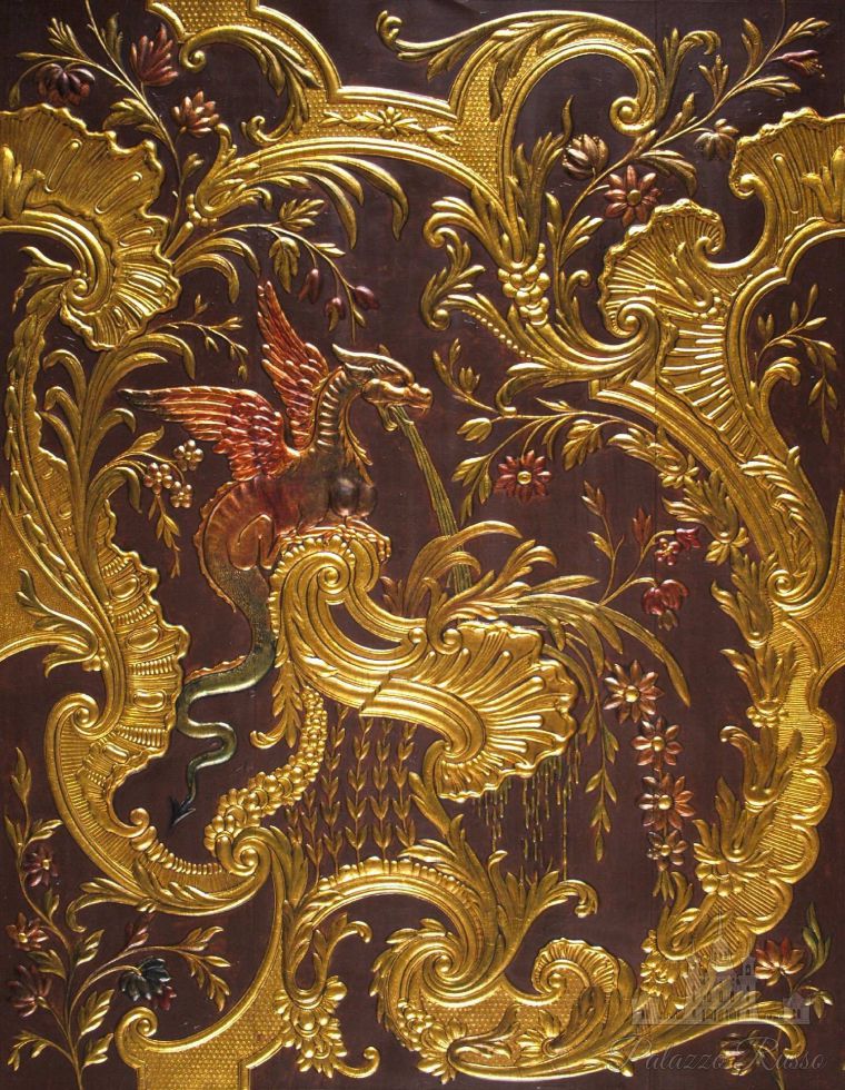 Обои ручной работы, кожа, Flanders 1750. A Polychrome Version, Dragon, Lutson