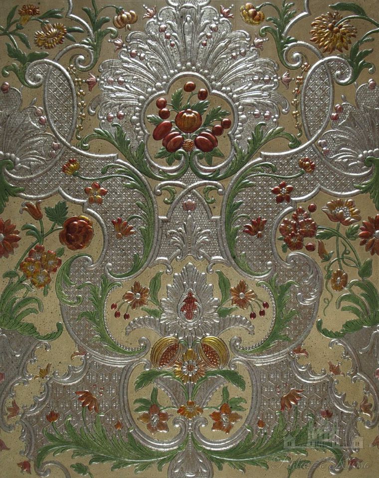 Обои ручной работы, кожа, Holland 1720г. дизайн - Daniel Marot. A Polychrome Version, Moncla, Lutson