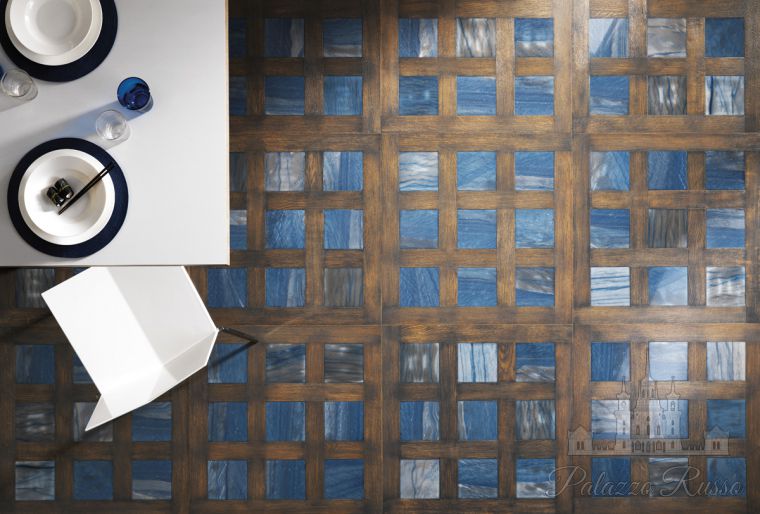 Модульный паркет, дуб, мрамор, цвет: Rovere Grigio, Marmo Azzurro, CATHERINE, Parquet IN