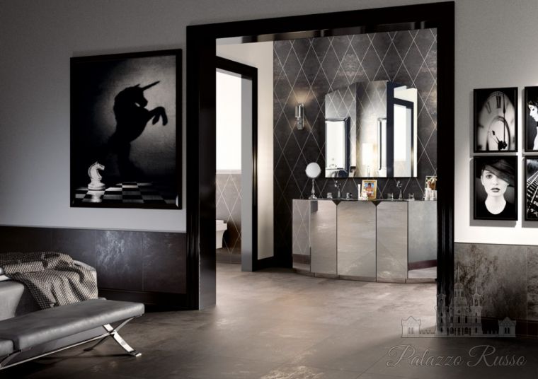 Керамический гранит, только для стен, Rhombus Platino Su Nero, Petracer ’ S