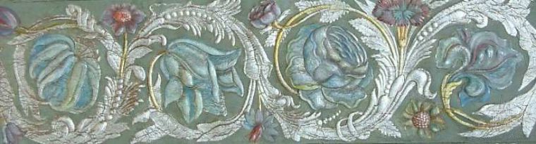 Обои ручной работы, кожа, Flanders 1670г., Rose & Tulip Border, Lutson