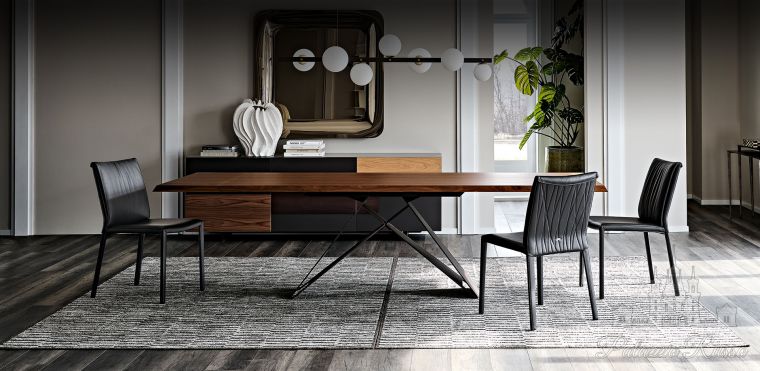 Обеденные группы, стол, металл/ дерево, PREMIER Wood Drive, Cattelan Italia