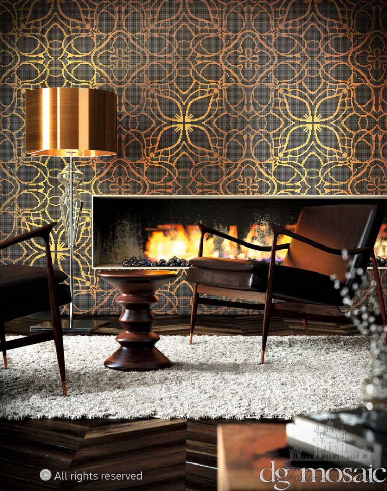 Мозаика, декорированное стекло/ Gold And Pearl, Candara Black, DG Mosaic