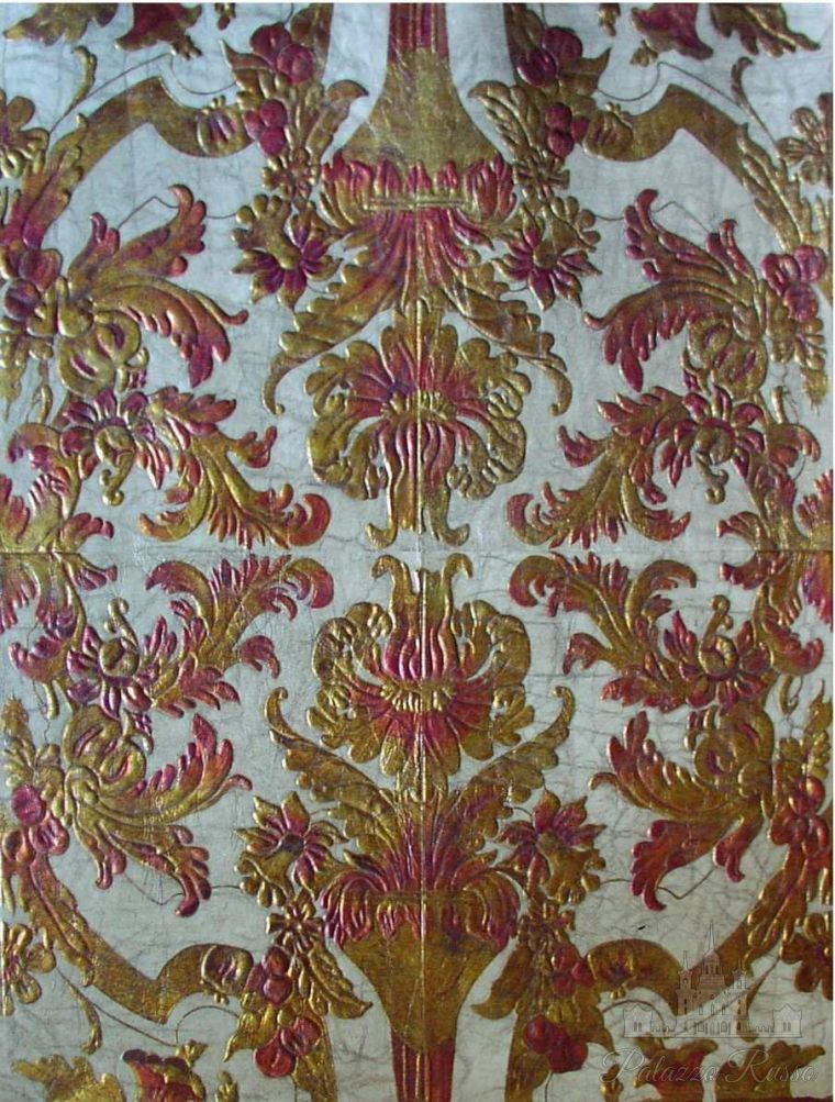 Обои ручной работы, кожа, 1 панель состоит из 4 - х секций. A Semi Polychrome Version, Double Damask 2, Lutson