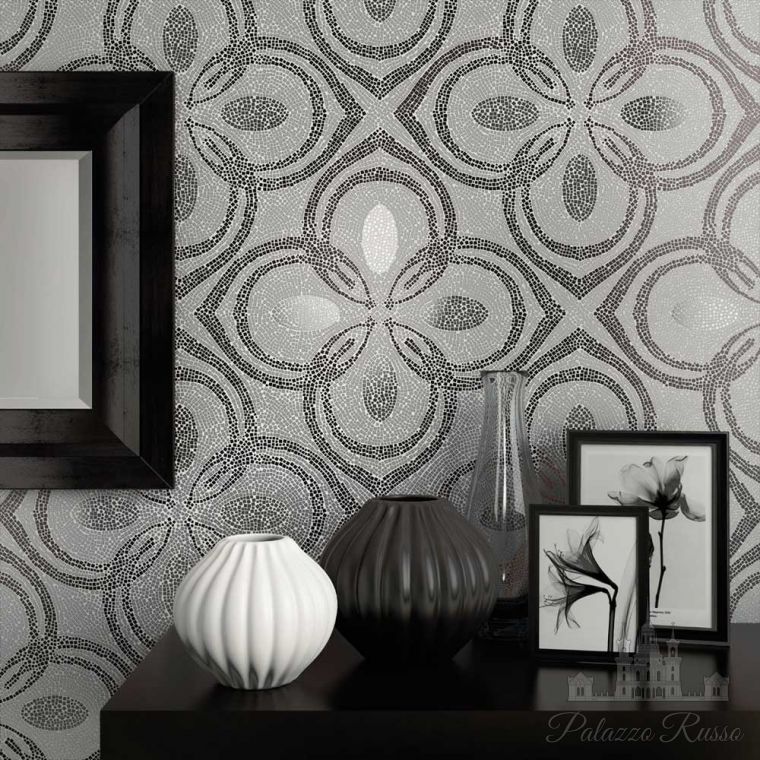 Мозаика, декорированное стекло, Ikram White And Silver, DG Mosaic