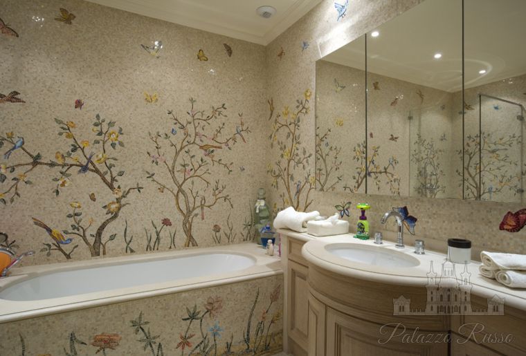 Мраморная мозаика, для стен и полов, Bathroom Garden, Friul Mosaic