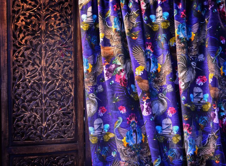 Ткани, 100 % British Velvet, цвет - Cobalt, Arriv é E Des, Santorus
