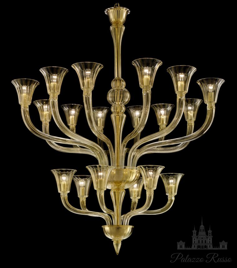 Люстра, муранское стекло. цвет - Oro. отделка - оцинкованное золото., Degas 5554/ 18, Barovier
