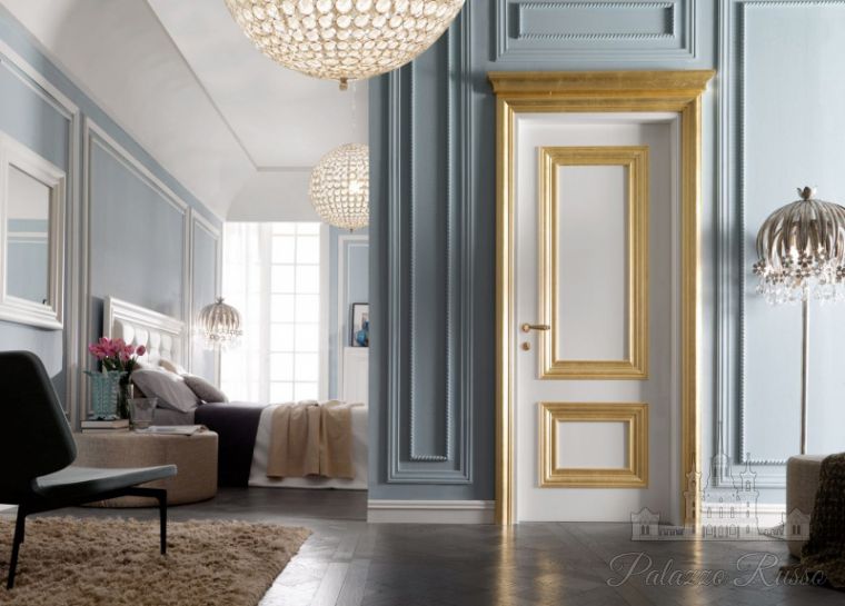 Двери, дуб, отделка: Bianco Lucido, Oro Brillante, AMANTEA 1314/ QQ 1, New Design Porte