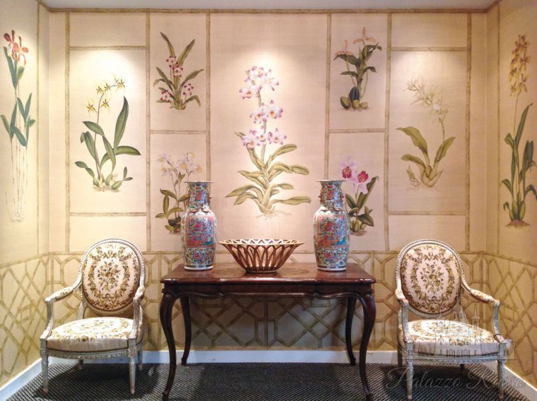 Обои ручной работы, шелк, ORCHIDS/ 2570, De Gournay
