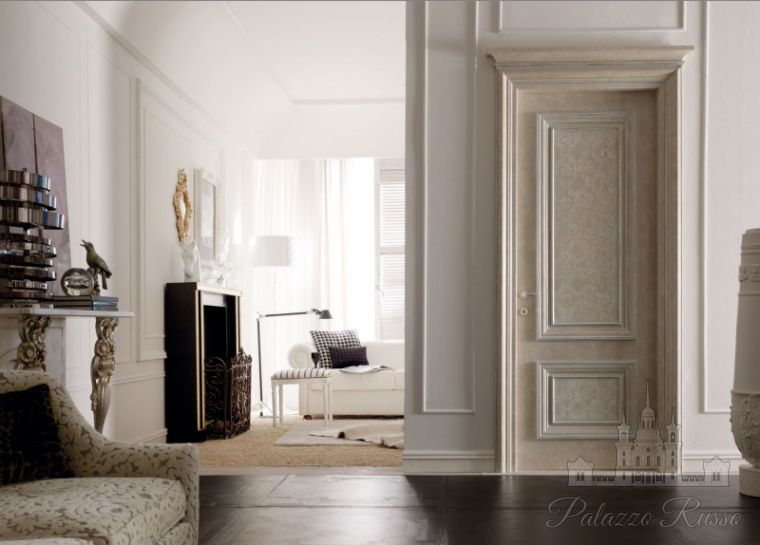 Двери, дуб, отделка: темно - серый декор Damasco 2, AMANTEA 1314/ QQ 3, New Design Porte