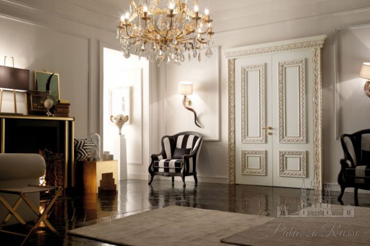 Двери, дуб, отделка: Bianco Invecchiato, Argento, CASTIGLIONE 1344/ QQ, New Design Porte
