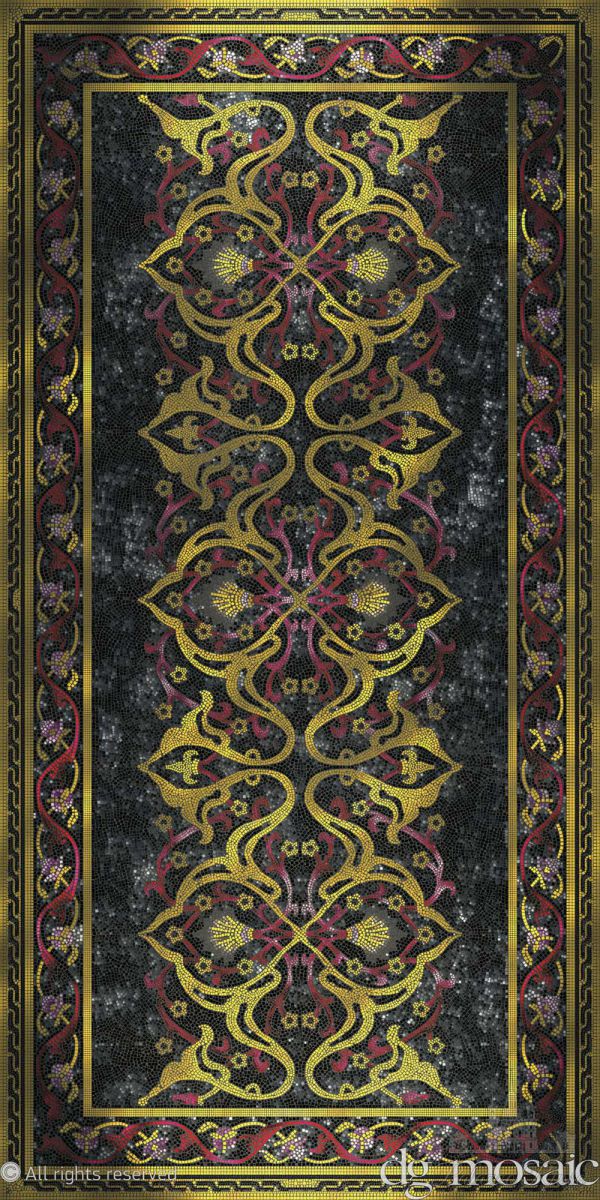 Мозаика, декорированное стекло на панели/ Gold And Pearl, Costantino Black 1, DG Mosaic