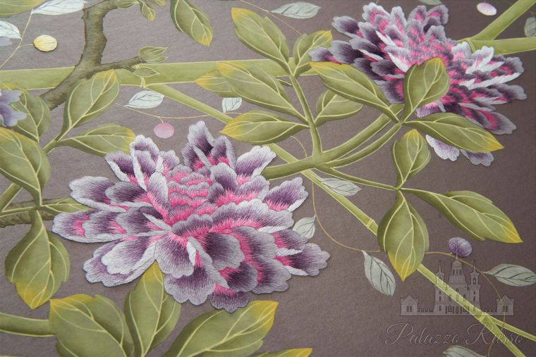 Обои ручной работы, для стен, шелк с вышивкой на бумажной основе, Detail Of Embroidered, Fromental