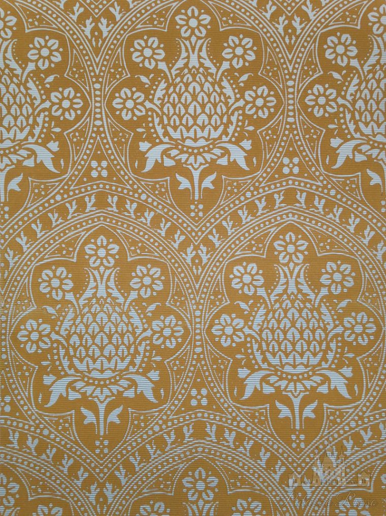 Обои ручной работы, для стен, бумага, геометрический дамаск. цвет - Grange Gold, PINEAPPLE, Watts