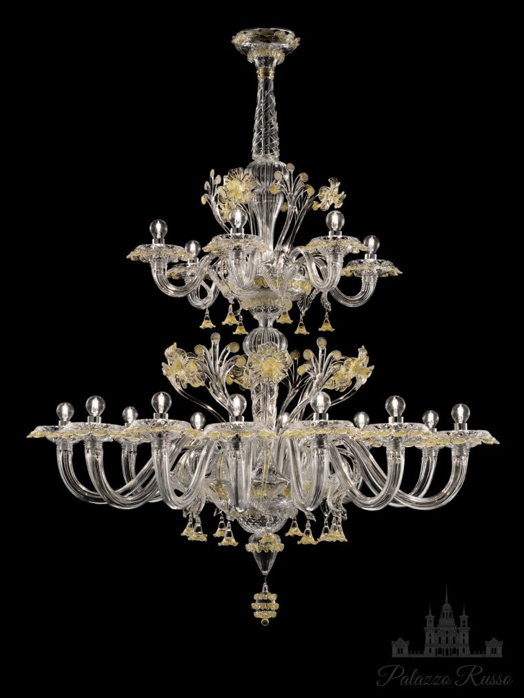 Люстра, муранское стекло. цвет - Cristallo Decoro Oro. отделка - полированный хром., Meknes 4797/ 18, Barovier