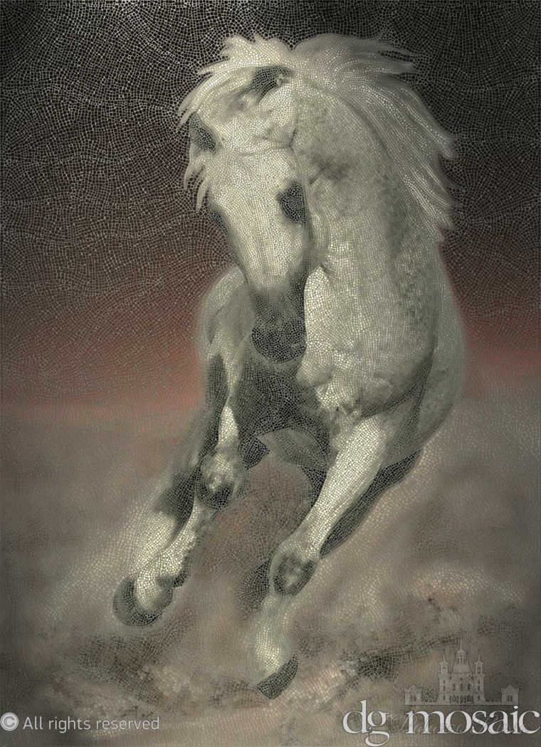 Мозаика, декорированное стекло/ Pearl, Victory Horse, DG Mosaic