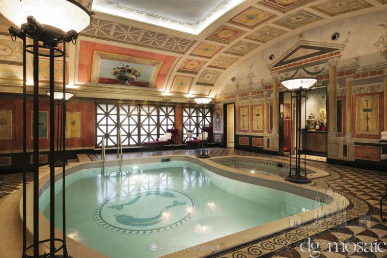 Мозаика, декорированное стекло, Milano. Hotel Principe Di Savoia. Presidential Suite, Dolphins, DG Mosaic
