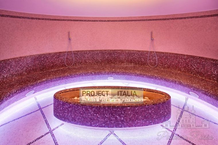 Мозаика, для стен и пола, мрамор, Spa Resort Borgobrufa, Perugia., Pink Cream, Rosso Laguna,, Project Italia