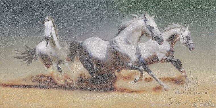 Мозаика, декорированное стекло/ Pearl, Arabian Horses, DG Mosaic