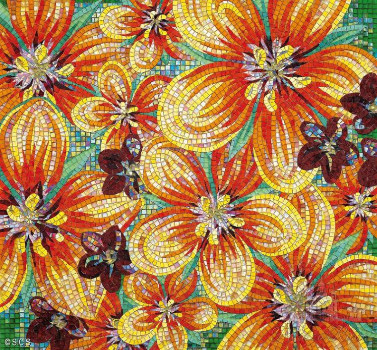 Мозаика стекло, для полов и стен, Yellow Joy FLO 1Y, Sicis