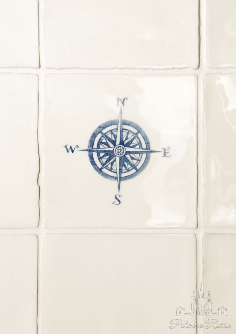 Керамическая плитка, для стен, Nautical/ Compass Blue On, Winchester