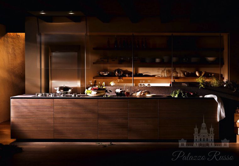 Кухня, шпон ореха, Atematica Noce Tattile, Valcucine