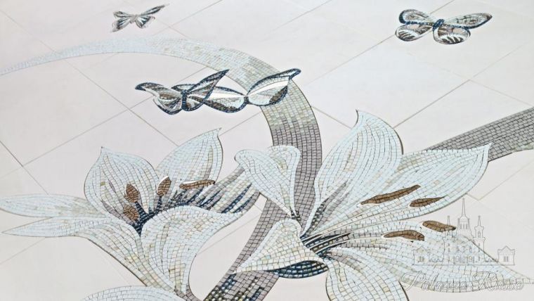 Мозаика стекло и мрамор Bianco Namibia 85 %, Artistic Mosaic 15 %, для полов стен, Gilius White, Sicis