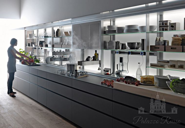 Кухня, стекло, Artematica VItrum Grey, Valcucine