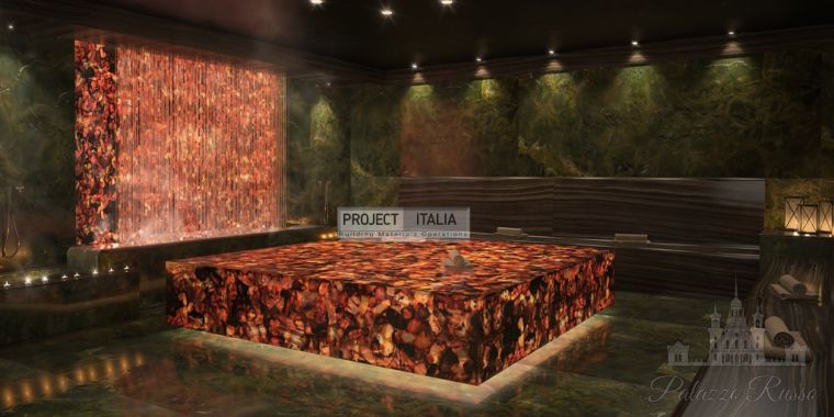 Полудрагоценный камень, мрамор, для полов и стен, Red Agate, Spa 1, Project - Italia