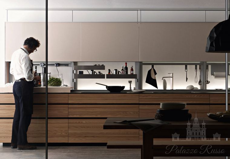 Кухня, шпон вяза, Artematica Olmo Tattile, Valcucine
