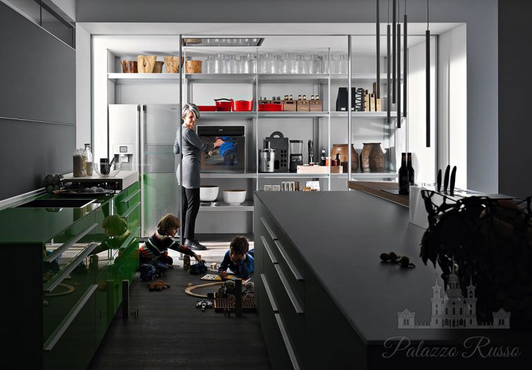 Кухня, стекло, Artematica Vitrum Green, Valcucine