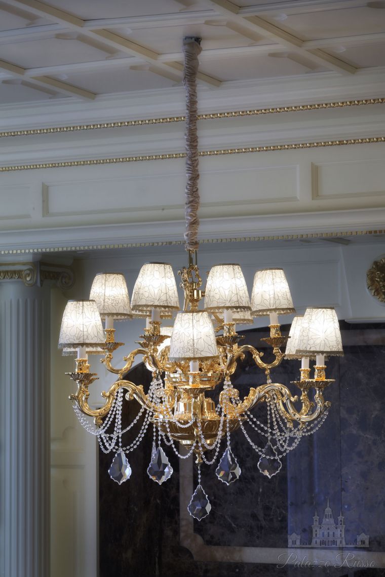 Люстра, отделка - Oro 24k. кристаллы Swarovsky, 1759/ CH12, Il Paralume Marina