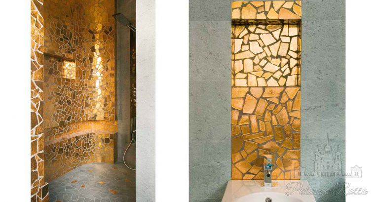 Мозаика, для полов и стен, вулканическая лава, Mosaico ML Gold + Metallava, Casa Piu