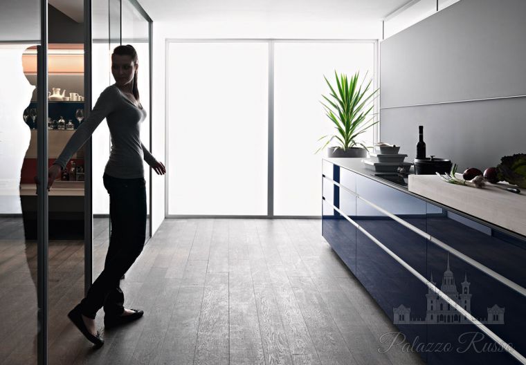 Кухня, стекло, Artematica Vitrum Blu, Valcucine