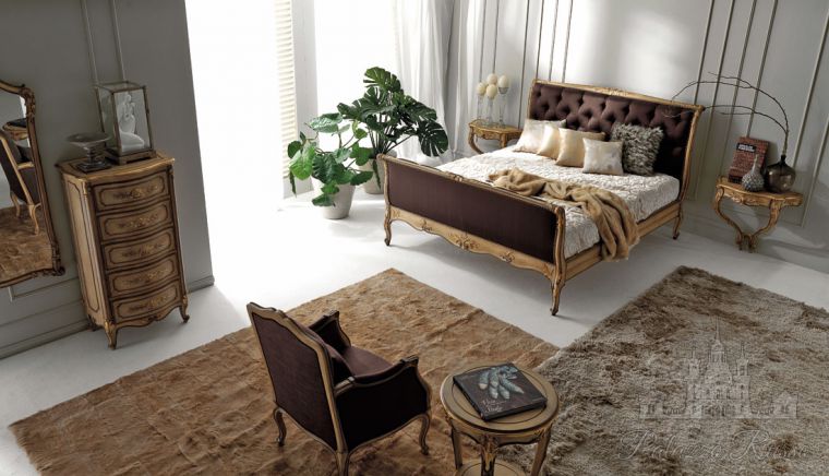 Спальни, кровать, отделка - Oro Antico, цвет - Beige, Marrone, 2446, Silvano Grifoni