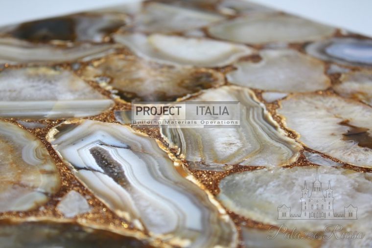 Полудрагоценный камень, мрамор, для полов и стен, Agate Grey Black, Oro, Project - Italia