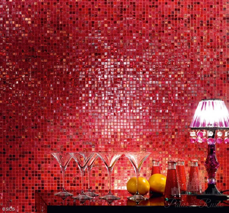 Мозаика стекло 62 % Coral 4 Murano, 24 % Sitrand Colibri, 14 % Ruby, для полов и стен, CAYAMBE, Sicis