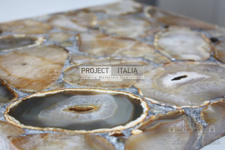 Полудрагоценный камень, мрамор, для полов и стен, Agate Grey Black, Silver, Project - Italia