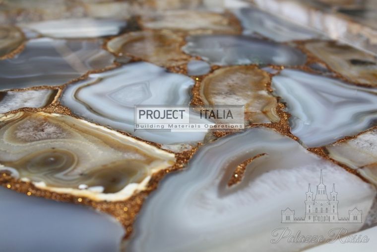 Полудрагоценный камень, мрамор, для полов и стен, Agate Grey, Oro, Project - Italia