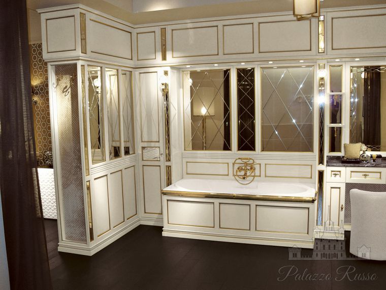 Мебель для ванной, цвет - Avorio Gold Patinato, отделка - золото. мрамор - Emperador, Borgo Premium № 44, Eurodesign