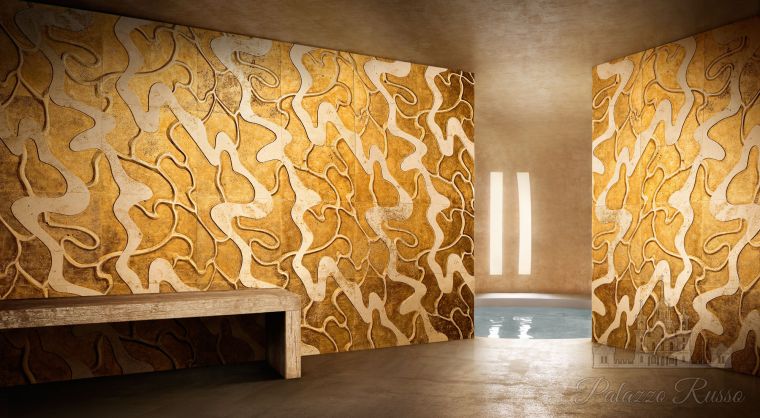 Натуральный камень Travertino Chiaro - Decoro Oro, только для стен, Malbeth, Petra Antiqua