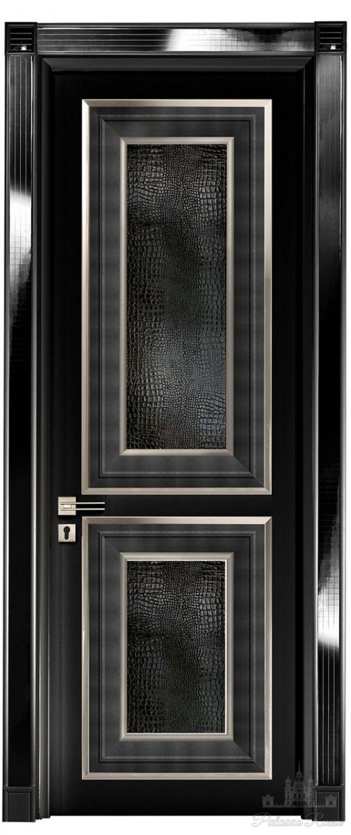 Двери, полотно: матовая черная. внешний квадрат: Cuoio Nero Opaco. внутренний, SK 422, Sige Gold