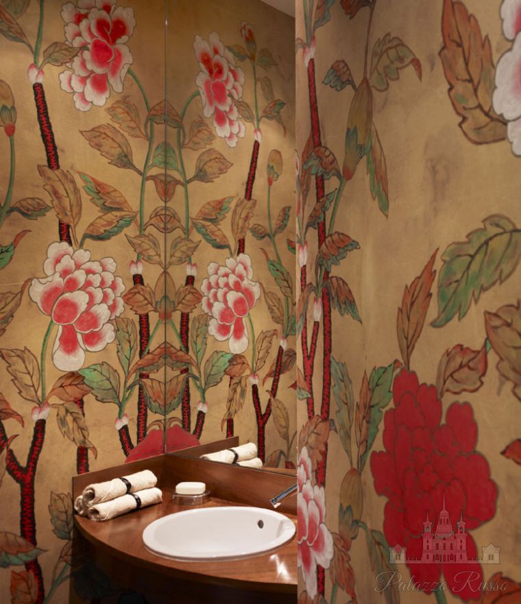Обои ручной работы, шелк, KOREAN PEONY, De Gournay