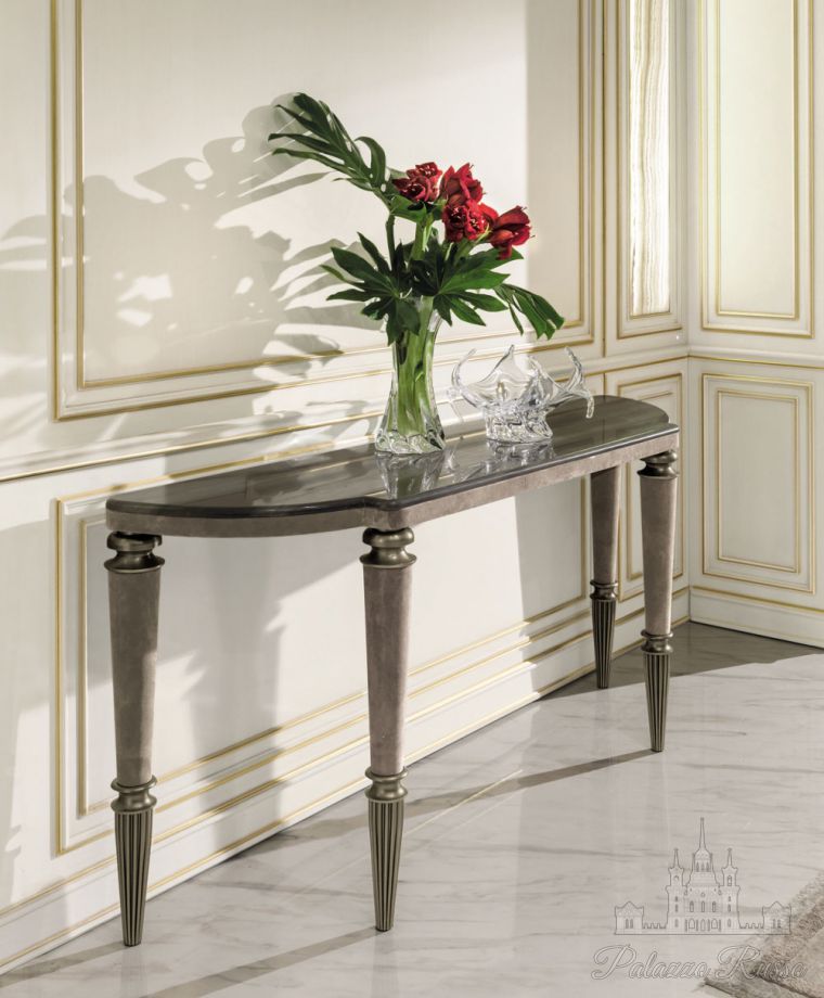 Гостиные, консоль, столешница - мрамор Elegant Brown толщиной 20 мм с полукруглой кромкой. детали, Laurie 3, Longhi