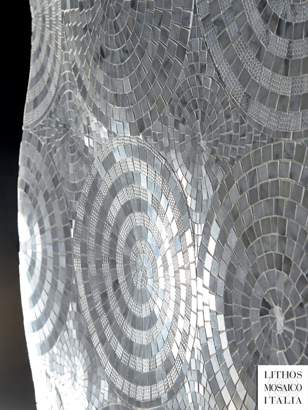 Мозаика, для стен, мрамор Bianco Carrara в отделках Lucido, Levigato, Texture, 3d поверхность из мраморной мозаики, Dettaglio, Lithos Mosaico Italia