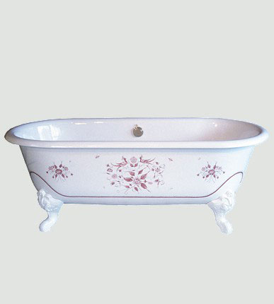 Ванна Josephine 170 на ножках Hippocampes. вес 125кг, объем 190л., белый чугун, декор - Moustier Rose, 07 05 03, Herbeau