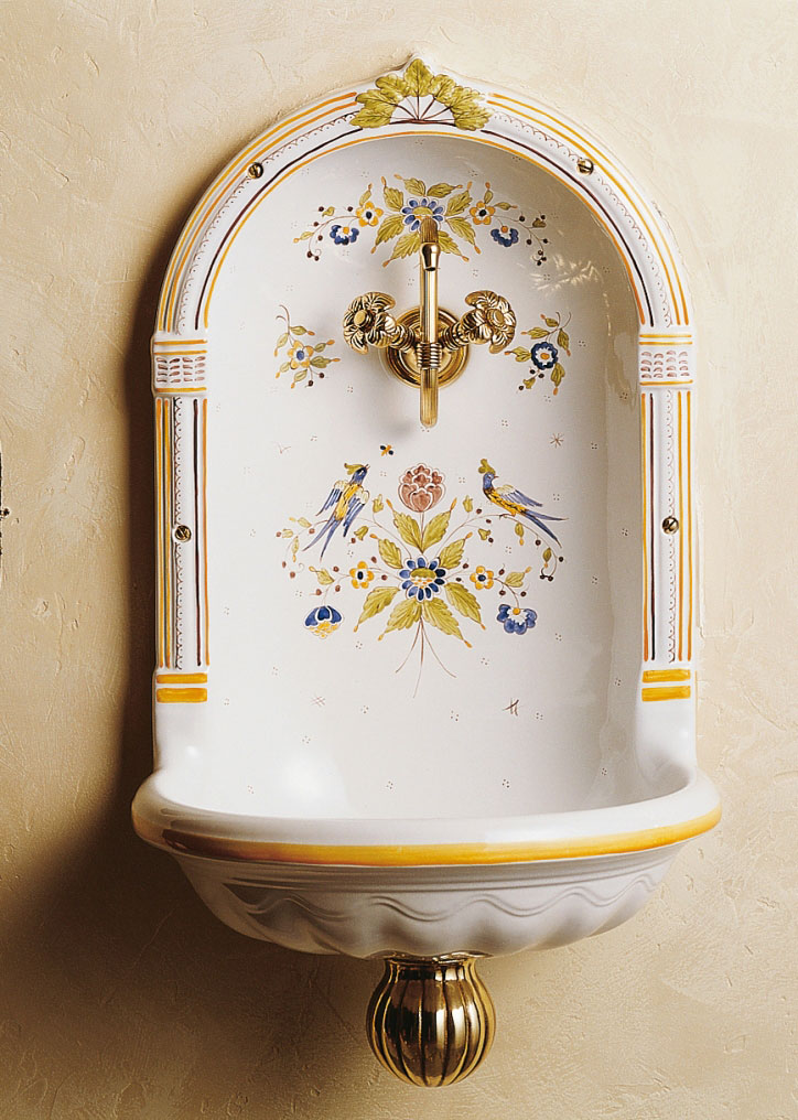 Элитная раковина, фонтан Niche моноблок, декор - Moustier Polychrme ( 01 ), 02. 01. 01, Herbeau