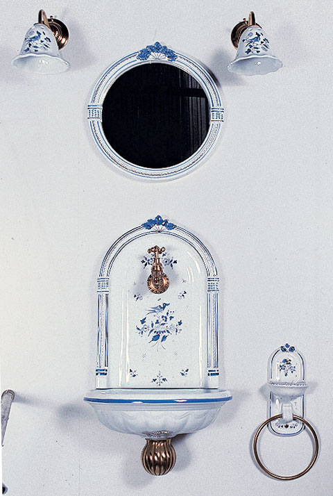 Элитная раковина, фонтан Romane. чаша и пилястр, декор - Sceau Bleu ( 06 ), 02. 03. 06, Herbeau
